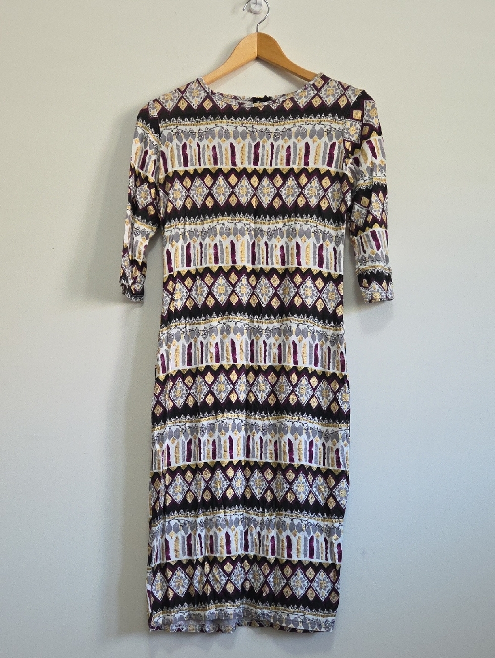 Printed Midi Dress in Plum and Ivory - Effortless Everyday Style